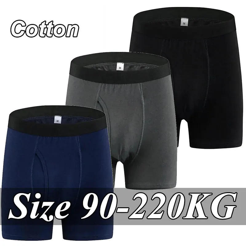 1pc/3pcs Plus Größe Männer Boxer Panty Hohe Elastische Unterwäsche 0XL-8XL Shorts Bequeme Baumwolle Briefs Boxer 90-220kg Männliche Kleidung Image