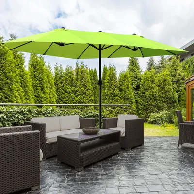 Double Parasol Garden Umbrella Wind And Rain Resistance Garden Umbrella for Outdoor Restaurant Cafe Terrace 460 x 270 x 240cm