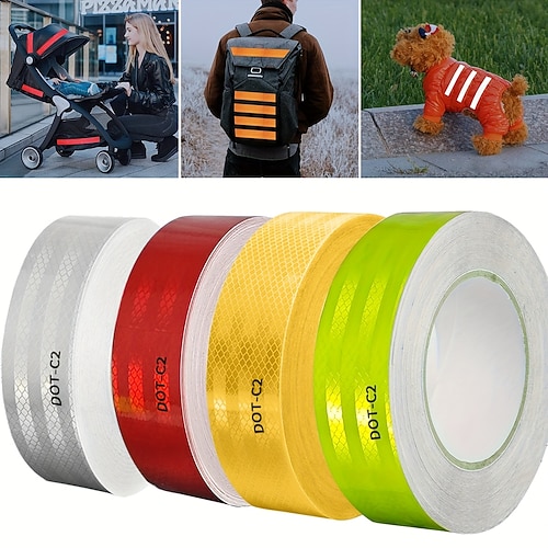 Gut sichtbares Dot-C2-Reflektorband – 1 Stück, robuster, wasserdichter Sicherheitswarnaufkleber für Nachtsichtbarkeit und Gefahrenwarnung, ideal für Anhänger, LKW, Fahrräder und den Außenbereich Image