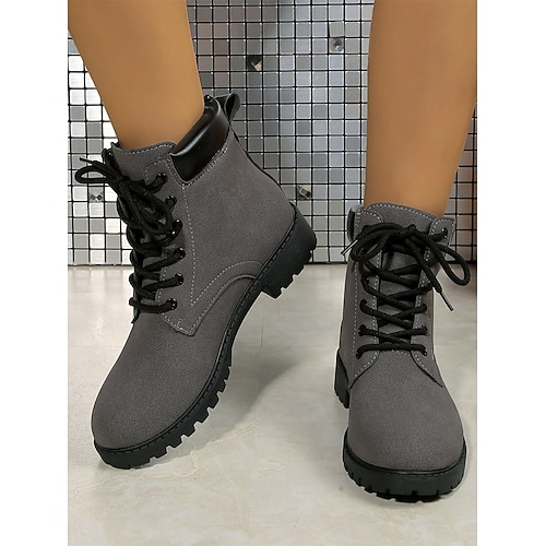 Graue Martin-Stiefel zum Schnüren für Damen – stylische und bequeme Stiefeletten für den Alltag Image