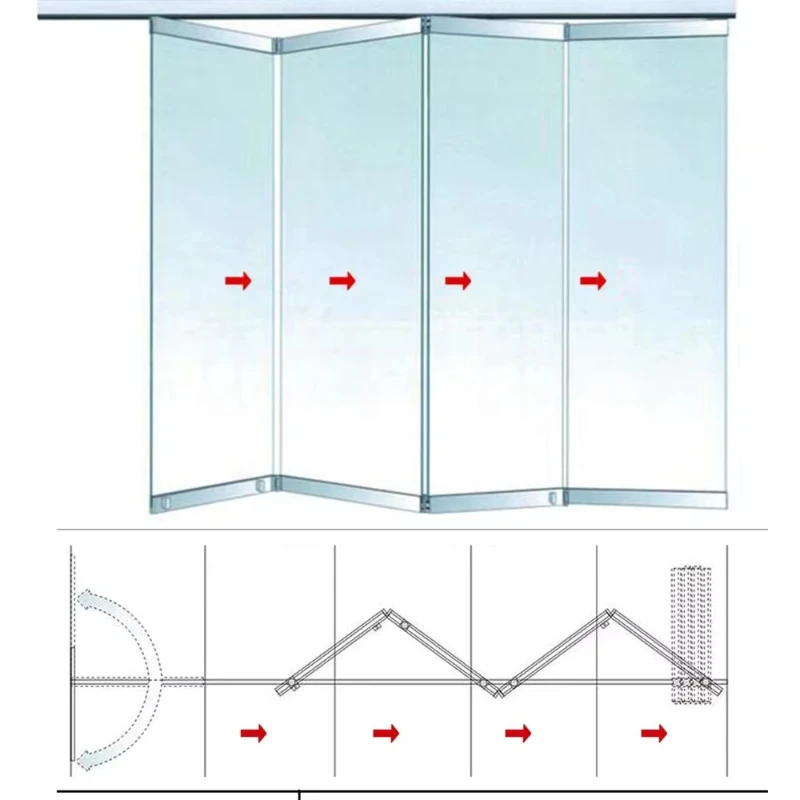 Aluminium-Profilführung, 10 mm Glas, rahmenloses Glas-Schiebetür-Set, Schiebetür, Terrassentür, Bifold-Schiebetür-System Image
