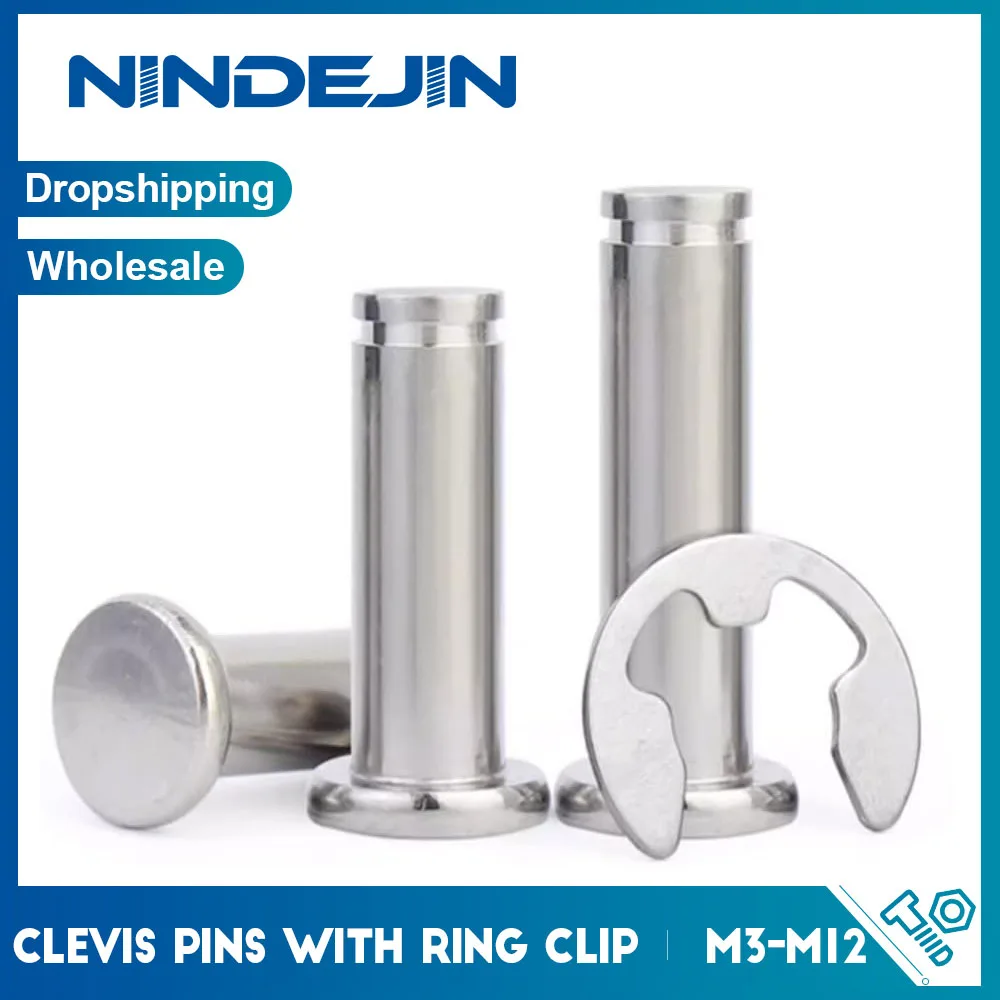 2–10 Stück Flachkopf-Gabelkopfstift mit Sicherungsring M3 M4 M5 M6 M8 M10 Edelstahlstifte mit Sicherungsring-Nut, geeignet für Gabelkopf Image