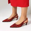 Luxus Rot Braun Leopard Print Sexy Frauen Sommer Schuhe Slingback Große Größe 44 45 46, Schließen Spitz Reife Sandalen High Heels