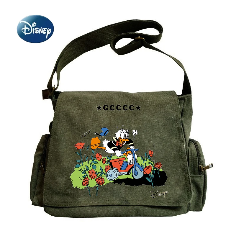 Vintage Disney Damen Canvas Umhängetasche Große Kapazität Donald Duck Print Messenger Bag Weibliche Umhängetasche Messenger Bag