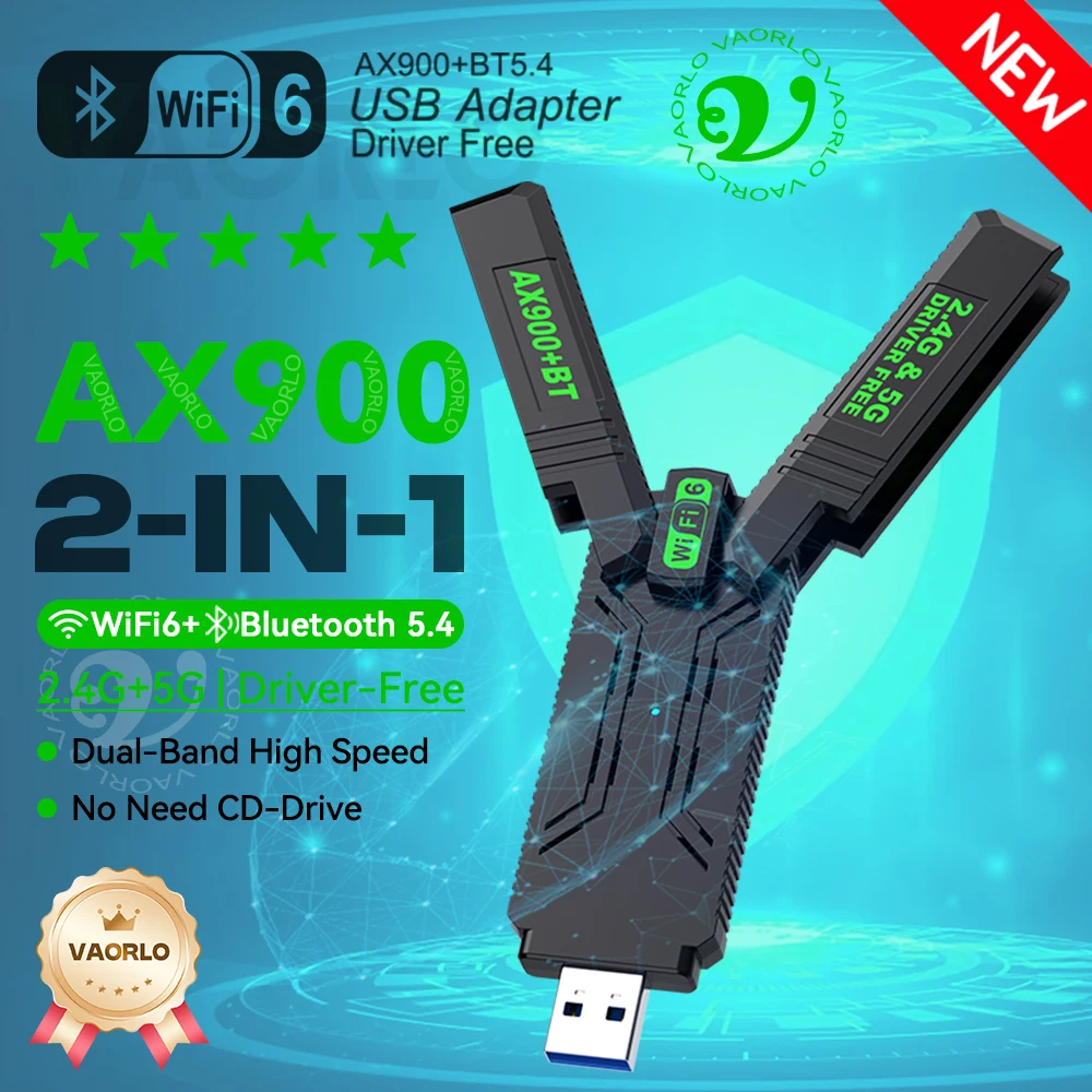 2 IN 1 AX900 WIFI6 900Mbps Bluetooth 5,4 USB Wireless WiFi Adapter 2,4G + 5G 802,11 AX USB 3,0 Netzwerk Karte Empfänger Für WIN10/11 Image