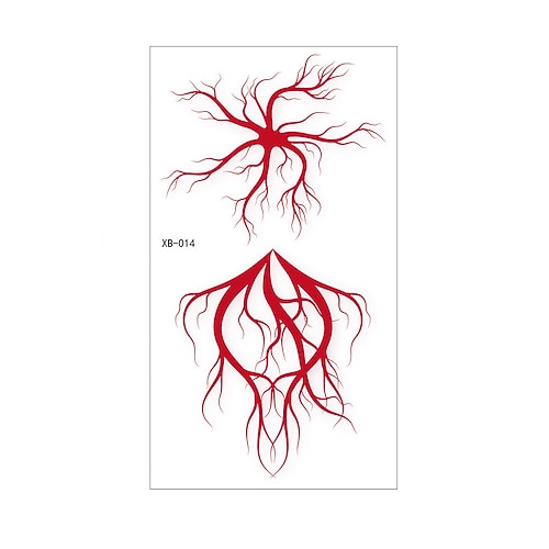 Halloween-Gesichtstattoos – 10 Stück gruselige 3D-Blutadern temporäre wasserfeste Tattoos mit Blutflecken für Partys Kostüm Image