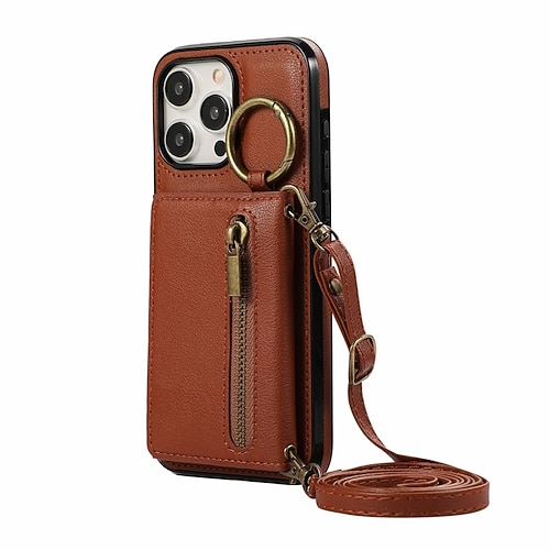 Handy Hülle Handyhüllen Für iPhone 17 Pro Max 17 Air 16 15 14 Pro Max Plus 13 12 11 Pro Max Mini Rückseite Mit Ständer Ringhalter Reisverschluss Retro TPU PU-Leder Image