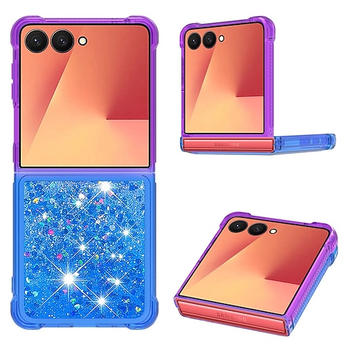 Handy Hülle Handyhüllen Für Samsung Galaxy Z Flip 7 Z Flip 6 Z Flip 5 Z Flip 4 Rückseite Brieftaschenhülle Bling Glitzer glänzend Stoßfest Farbverläufe PC Image