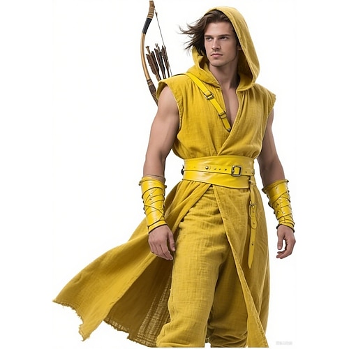 Retro Vintage Mittelalterlich Renaissance Weste Tunika Krieger Wikinger Kostüm Herren Vikinger Halloween Karneval Leistung Party LARP Erwachsene Gürtel Ganzjahres Image