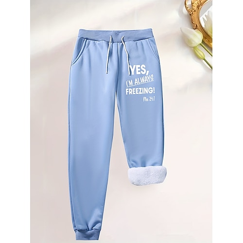 Damen Jogginghose Fleecehose Daunenhose Vintage Lässig Volle Länge Hohe Taille Grafik Buchstabe Kordelzug Mikroelastisch Täglich Heim Outdoor Schwarz Rosa Rote Blau Sommer Frühling Herbst Normale Image