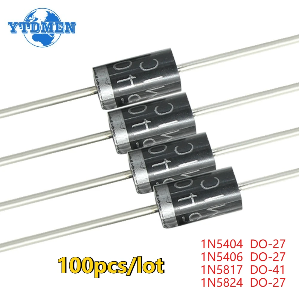 100 Stück Schottky-Gleichrichterdiode 1N5404 1N5406 1N5817 1N5824 DO-41/DO-27 Schottky-Dioden-Kit Elektronische Komponenten Image
