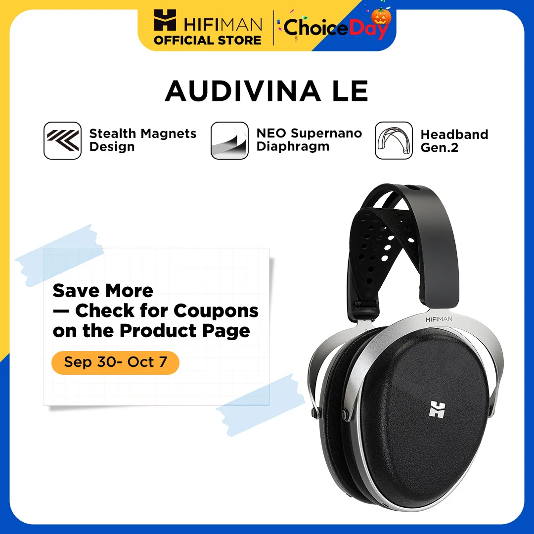 HIFIMAN AUDIVINA LE Stealth Magnet Over-Ear-Planar-Magnet-HiFi-Kopfhörer in voller Größe Image