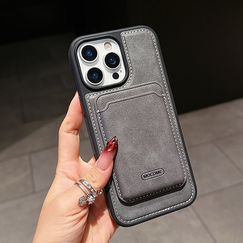 Handy Hülle Handyhüllen Für iPhone 17 Pro Max 17 Air 16 15 14 Pro Max Plus 16e 13 Pro Max Rückseite Magnetisch Kartenfach Stoßfest Retro TPU PU-Leder Image