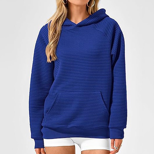 Damen Lässiges Sweatshirt Hoodie Mit Kapuze Langarm Oberteil Athleisure Herbst Winter Einfarbig Mode Leger Radfahren Laufen Sportbekleidung Sportkleidung Schwarz Rosa Blau Image
