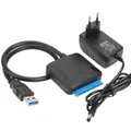 Convertitore disco rigido Supporto UASP con adattatore di alimentazione 12V Cavo adattatore SATA a USB 3.0 per HDD SSD HDD SATA III da 3,5/2,5 pollici