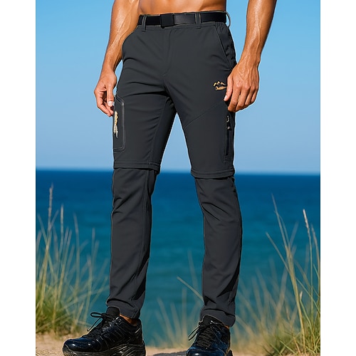 Herren Abzippbare Hosen Wanderhosen Softshellhosen Frühling Herbst Außen Normale Passform Wasserdicht Winddicht Unterteile Tasche Dunkelgrau Schwarz Camping / Wandern Laufen S M L XL XXL Image