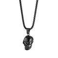 Herren-Halloween-Halskette mit Totenkopf-Anhänger – Gothic-Metalllegierung mit 3D-Totenkopf an kubanischer Kette, poliertes Gold/Silber/Schwarz, verstellbarer Verschluss – Biker-Punk-Stil für Kostümpartys, Cosplay und Ausgehen