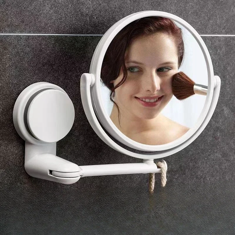 Wandspiegel, klappbarer Arm, verlängerter Badezimmerspiegel ohne Bohrer, drehbarer Badezimmerspiegel, Saugarm, doppelseitig, kosmetisches Make-up