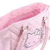 Sanrio Anime Hello Kitty Rosa Einkaufstasche, süßes Mädchen, weiche Lederhandtasche, Damen, große Kapazität, Umhängetasche, Mädchen, Urlaubsgeschenk