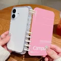 Custodia per telefono in tinta unita con lettera inglese per notebook coreano carino per iPhone 16 15 14 13 12 11 Pro Max 16 15 Plus Cover posteriore antiurto