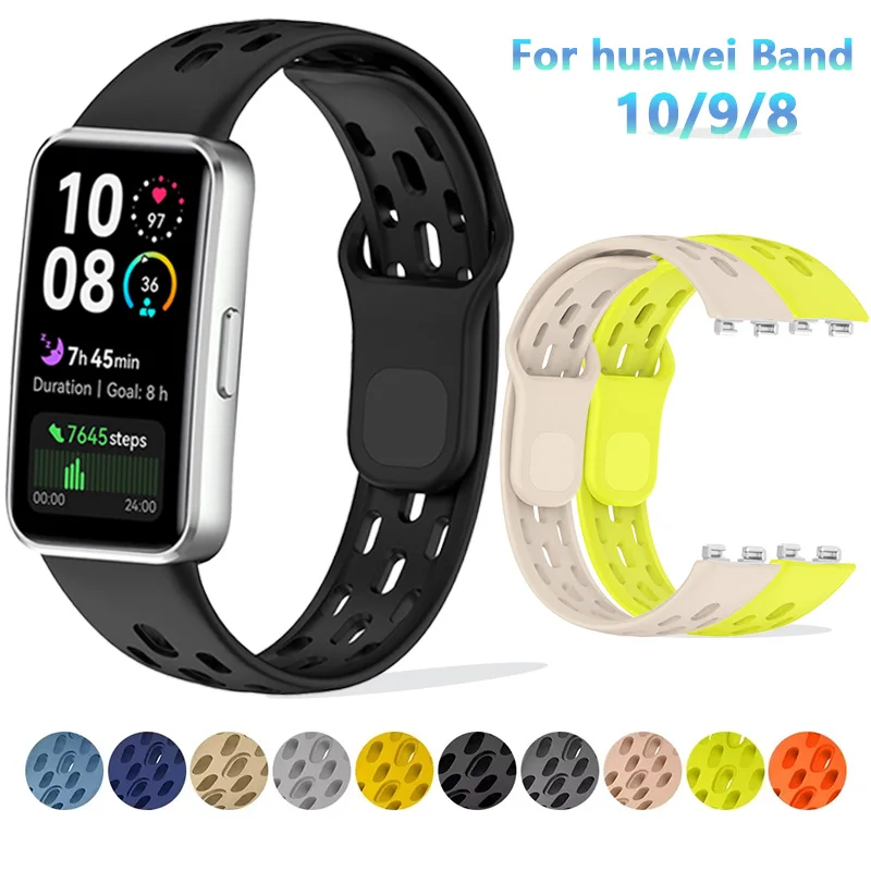 Silikonarmband für Huawei Band 10 9 8, Zubehör, Sport, atmungsaktives Armband, Armbandgürtel, Pulseira Correa für Huawei Band 9/8 Image