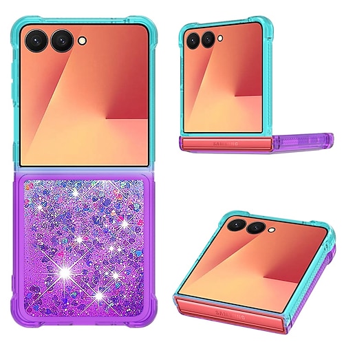 Handy Hülle Handyhüllen Für Samsung Galaxy Z Flip 7 Z Flip 6 Z Flip 5 Z Flip 4 Rückseite Brieftaschenhülle Bling Glitzer glänzend Stoßfest Farbverläufe PC Image