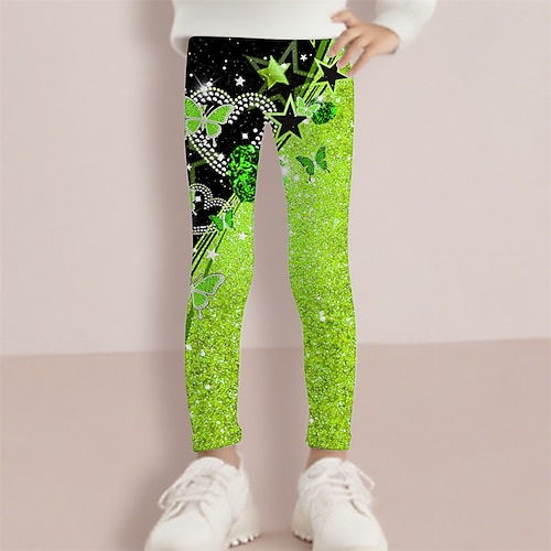 Mädchen 3D Schmetterling Stern Hose Leggings Frühling Herbst Niedlich Basic Kinder 4-12 Jahre Outdoor Lässig Täglich Normale Passform Image