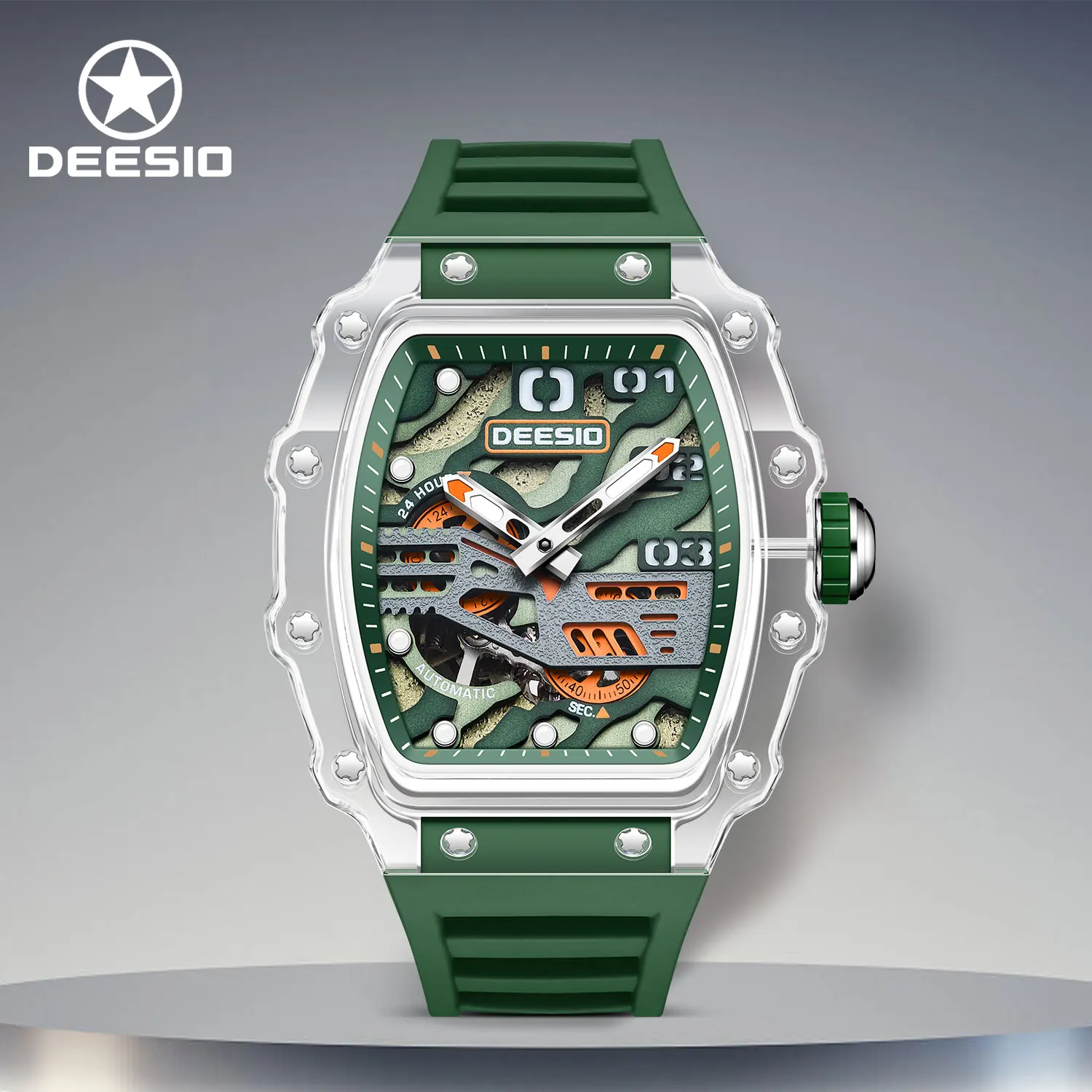 Deesio 1926 Luxus-Herrenuhr GMT, automatische mechanische Uhr, Kohlefaser, leichtes Gehäuse, Automatikaufzug, wasserdicht, Saphir, Sport Image