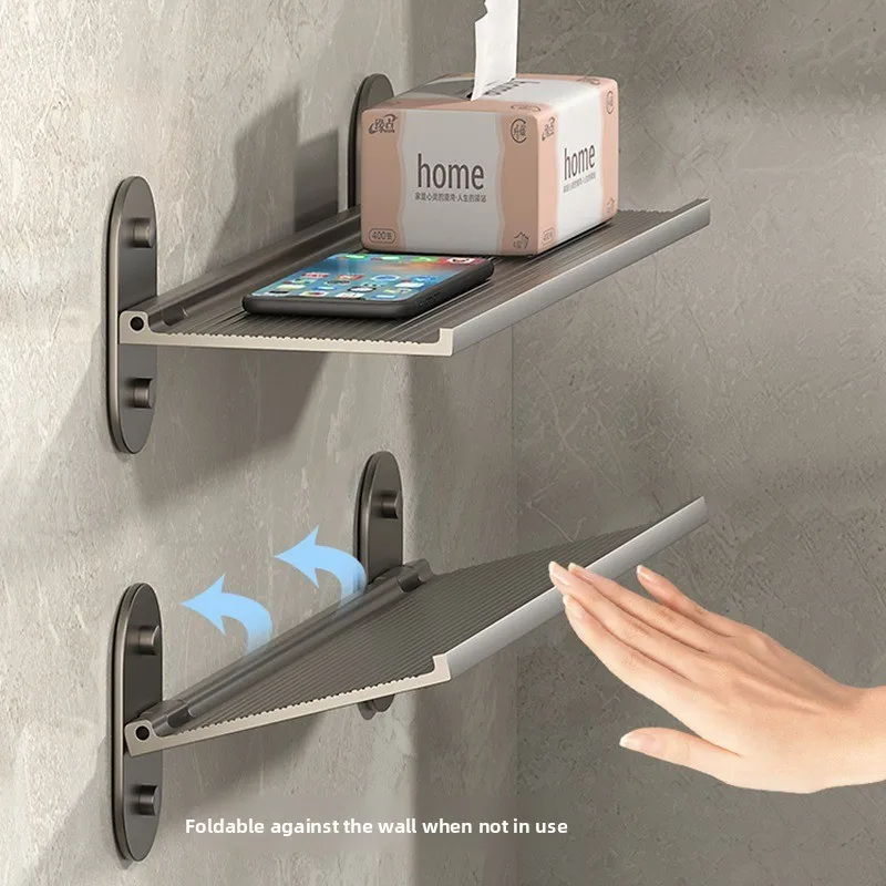 1 stücke Badezimmer Lagerung Rack Wc Badezimmer Wand Faltbare Waschbecken Wand-montiert Bad Lagerung Rack Ohne Loch Stanzen