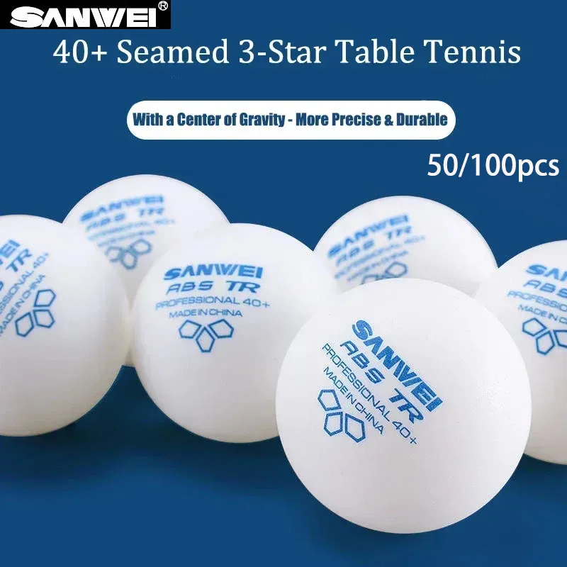 SANWEI TR 3-Sterne-Tischtennisbälle aus ABS, neues Material mit Naht, 40+, langlebige professionelle Tischtennisbälle für das Training, 50/100 Stück Image