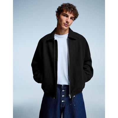 Bershka Synthetic Wool Trucker Jacket Men Xl Black