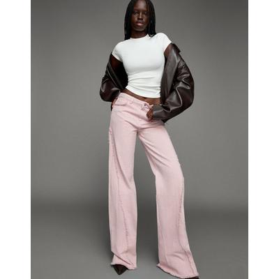 Bershka Textured Flare Jeans Women 14 Red