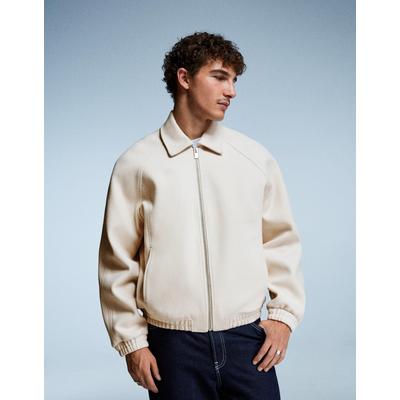 Bershka Synthetic Wool Trucker Jacket Men S Stone