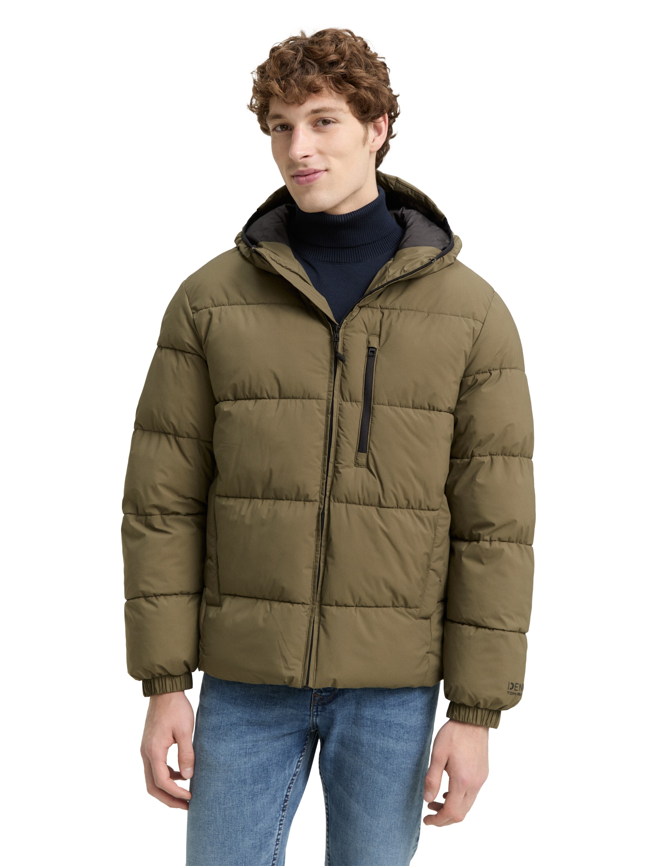 Steppjacke TOM TAILOR DENIM, Damen, Gr. XXL, grün (jungle soil grün), Web, Obermaterial: 100% Polyester. Futter: 100% Polyester, Strukturmuster, unifarben, regular fit taillenbedeckt, elastischer Bund, Jacken Steppjacke, mit Kapuze