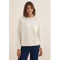 Sweatshirt CECIL, Damen, Gr. XXL (46), beige (light beige), Sweatware, 85% Polyester, 13% Viskose, 2% Elasthan, Strukturmuster, casual, normal, Rundhals, Langarm Bündchen, Sweatshirts