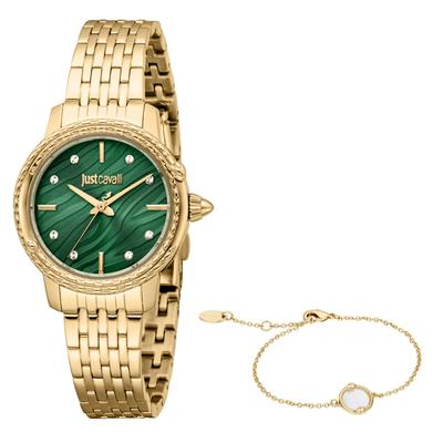 Quarzuhr JUST CAVALLI TIME "Euforia", goldfarben, grün, Armbanduhren, Damen, Armbanduhr, Damenuhr, Edelstahlarmband, Ideal auch als Geschenk Image