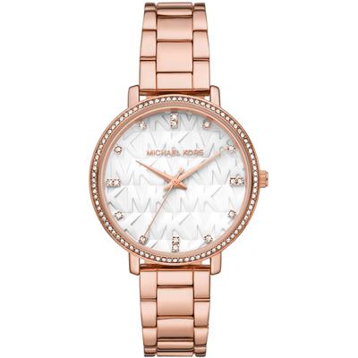 Quarzuhr MICHAEL KORS "PYPER", roségoldfarben, weiß, Armbanduhren, Damen, Armbanduhr, Damenuhr, Edelstahlarmband, analog, Glassteine Image