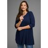 3/4-Arm-Shirt LAURA SCOTT CURVE, Damen, Gr. 48/50, blau (navy), Single Jersey, Obermaterial: 94% Viskose, 6% Elasthan, unifarben, Basic, A-Linie Po-bedeckend, Rundhals, 3/4-Ärmel, Shirts, mit 3/4-Ärmeln – GROSSE GRÖSSEN