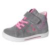 Sneaker RICOSTA "Mala WMS: normal", Kinder, Gr. 26, grau (grau, rosa), Veloursleder, kontrastfarbene Details, modisch, Schuhe, Klettschuh mit Sympatex, Größenschablone zum Download