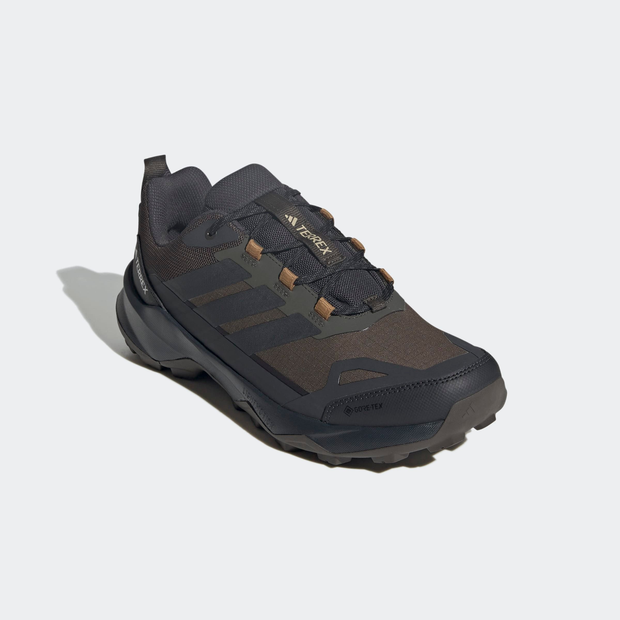 Wanderschuh ADIDAS TERREX "TERREX SKYCHASER AX5 GORE-TEX", Herren, Gr. 46, grün (shadow olive, carbon, bronze strata), Synthetik, Textil, Schuhe Wanderschuh, wasserdicht, Topseller