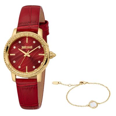 Quarzuhr JUST CAVALLI TIME "Euforia", rot, weinrot, Armbanduhren, Damen, Armbanduhr, Damenuhr, Edelstahlarmband, Ideal auch als Geschenk Image