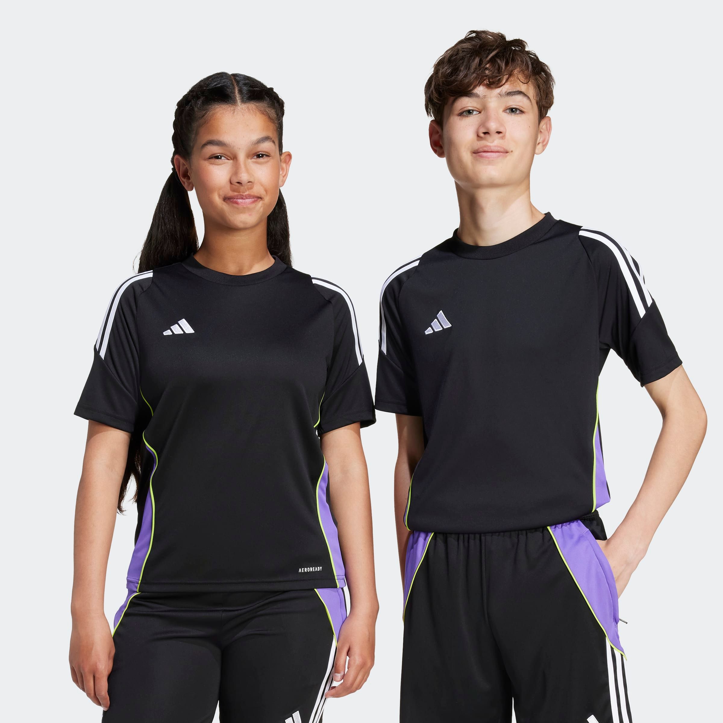 Fußballtrikot ADIDAS PERFORMANCE "TIRO24 JSYY", Kinder, Gr. 164, schwarz (schwarz, purrus), Obermaterial: 100% Polyester, Rundhals, Trikots Image