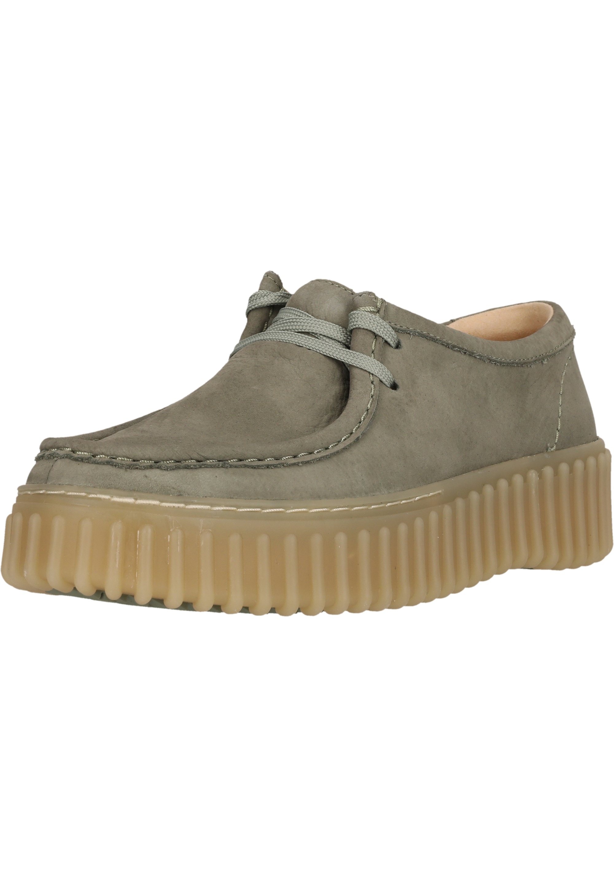Schnürschuh CLARKS "Torhill Bee", Damen, Gr. 40, grün, Leder, Klassisch, Schuhe, mit kultiger gerippter Sohle