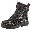 Schnürboots RICOSTA "Anni WMS: normal", Kinder, Gr. 35, schwarz (schwarz multi), Veloursleder, Glitzer, casual, Schuhe, Glitzerschuh mit TEX-Ausstattung, Größenschablone zum Download