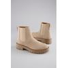 Chelseaboots ANISTON SHOES, Damen, Gr. 38, beige, Velourslederimitat, klassisch, Schuhe, Stiefelette, Blockabsatz, mit breitem Stretch - NEUE KOLLEKTION