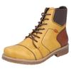 Schnürstiefelette RIEKER, Damen, Gr. 43, ockergelb, braun, Lederimitat, Elastischer Einsatz, Basic, Schuhe, Schnürboots, Herbststiefelette, Blockabsatz, mit weicher Innensohle