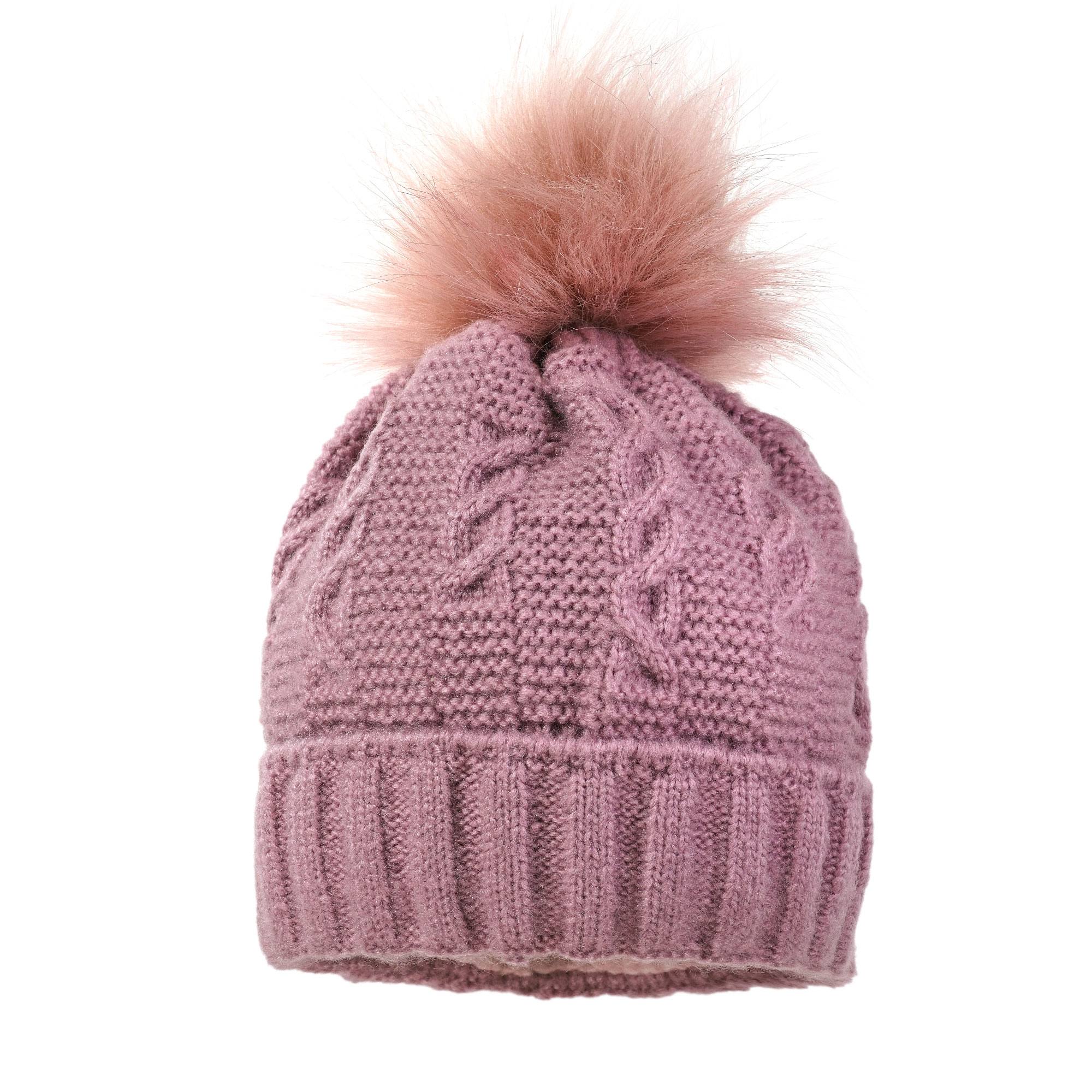 Strickmütze MAXIMO, Baby, Gr. 51, lila (elderberry), Strick, Materialmix, unifarben, casual, Mützen, angenehmer Materialmix, gefüttert, Bommel, breiter Umschlag Image