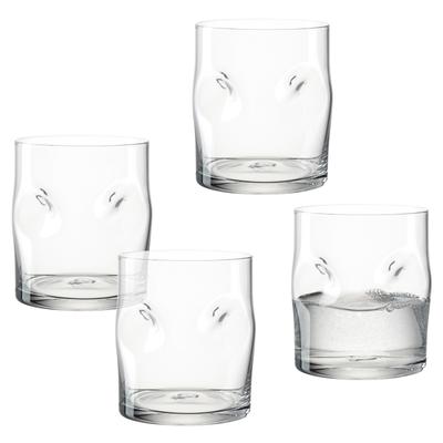 Gläser-Set LEONARDO "Trinkglas VESUVIO, 300 ml, 4er-Set", transparent, H:9cm Ø:7,5cm, Glas, Trinkgefäße, konische Form, markantes Design - mit Einquetschungen Image