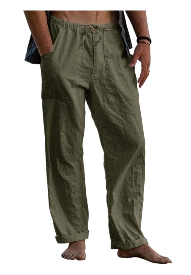Loose Fit Plus Size Hose mit Flachs-Baumwoll-Mischung