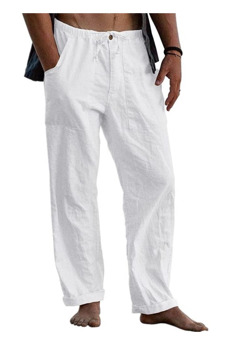 Loose Fit Plus Size Hose mit Flachs-Baumwoll-Mischung